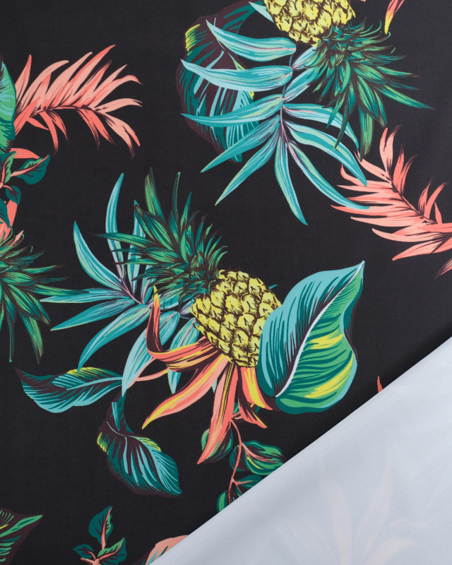 Tissu Lycra Ananas Fond Noir -  Mercerine