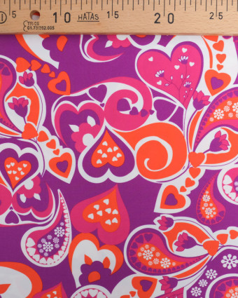 Tissu Lycra Cœur Cachemire Violet Rose et Orange -  Mercerine