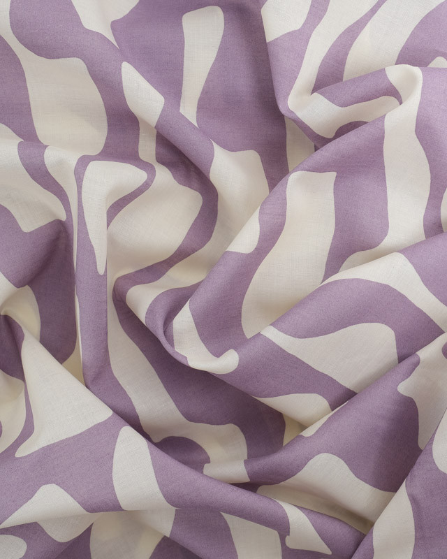 Voile de Coton Motif Abstrait Mauve - Mercerine