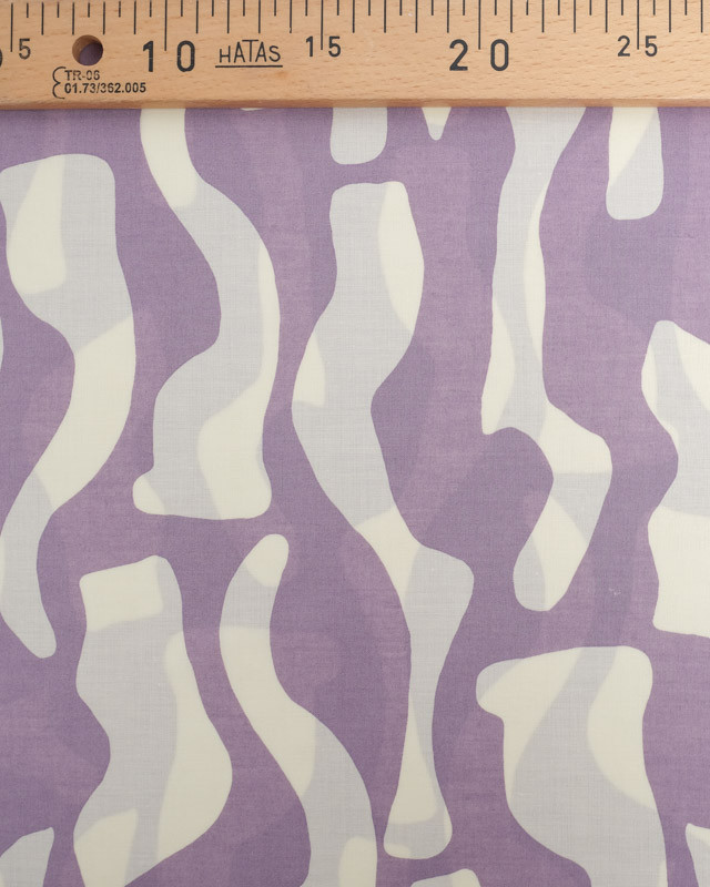 Voile de Coton Motif Abstrait Mauve - Mercerine