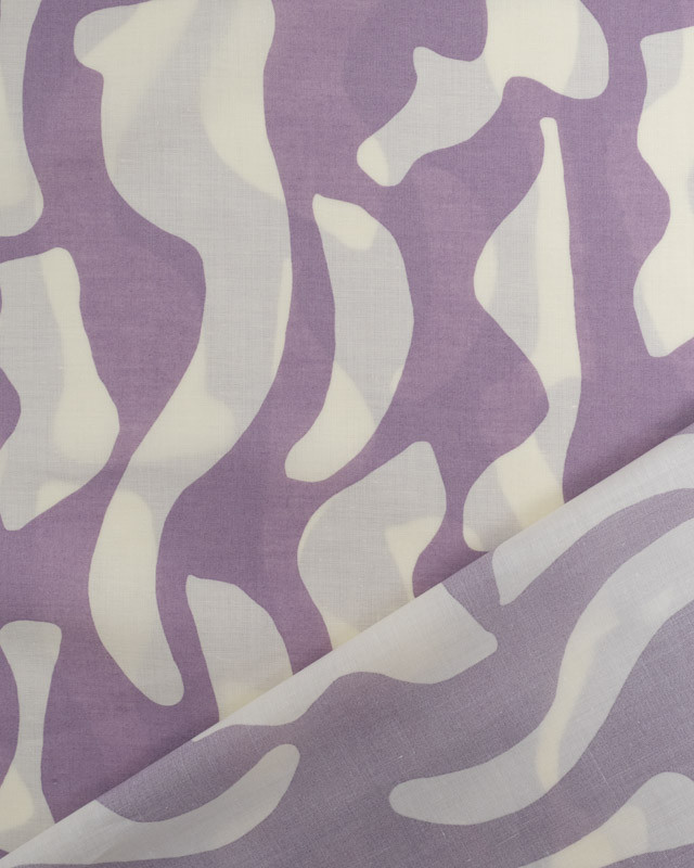 Voile de Coton Motif Abstrait Mauve - Mercerine