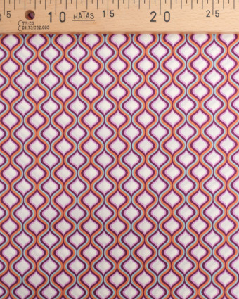 Popeline de Coton Motif Sixties Violet Orange - Poppy Design- Mercerine