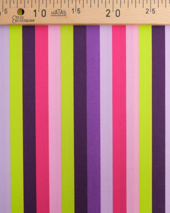 Popeline de Coton Summer Stripe Violet Vert Rose - Nerida Hansen - Mercerine