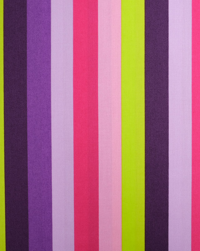 Popeline de Coton Summer Stripe Violet Vert Rose - Nerida Hansen - Mercerine