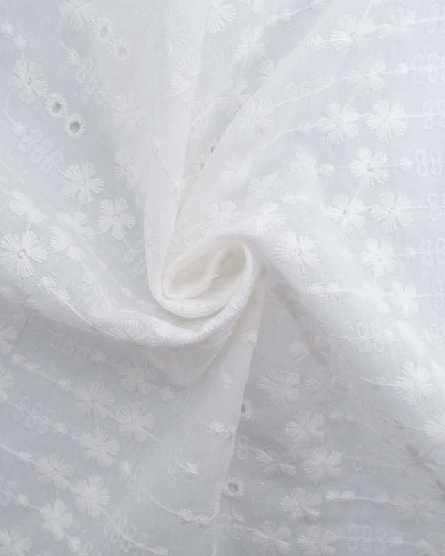 Broderie Anglaise Fleur de Cerisier Blanc Crème - Mercerine