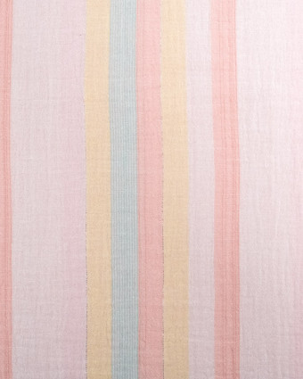 Double Gaze Rose Pastel Rayures Colorées Lurex - Mercerine