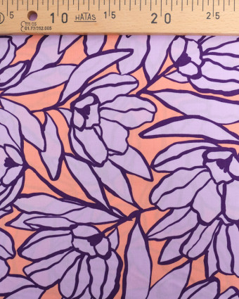 Viscose Inked Bouquet Pêche et Lilas - Nerida Hansen - Mercerine