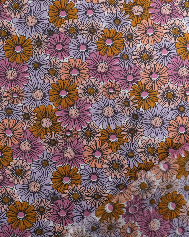 Tissu Coton Champ de Fleurs Violet- Poppy Design - Mercerine