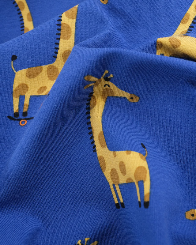 Tissu Jersey Bleu Petite Girafe - Poppy Design - Mercerine