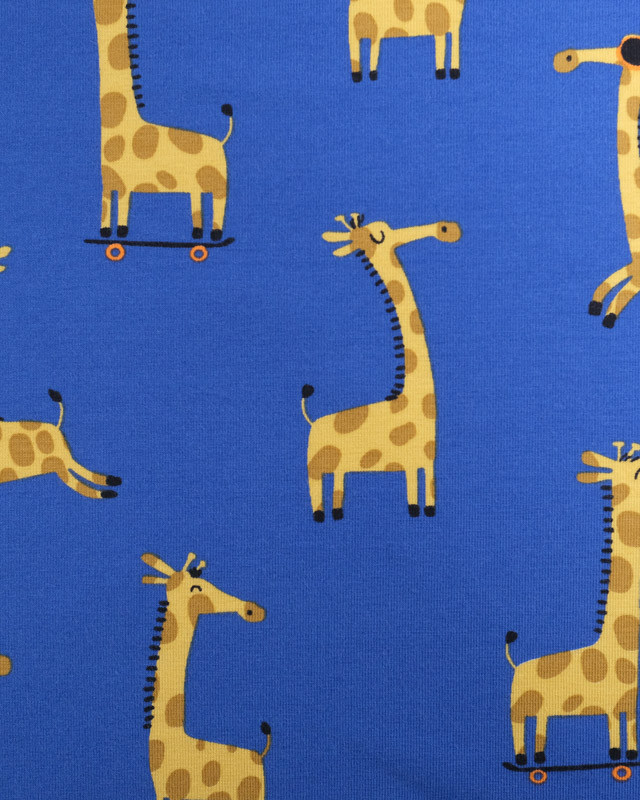 Tissu Jersey Bleu Petite Girafe - Poppy Design - Mercerine