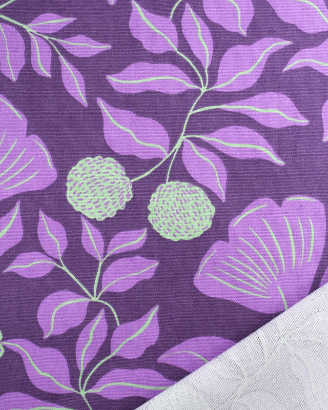 Toile de Coton Vines Violet et Vert - Nerida Hansen - Mercerine