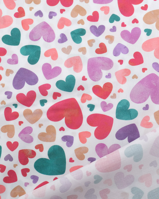 Tissu Coton Cœurs Multicolore  - Poppy Design - Mercerine