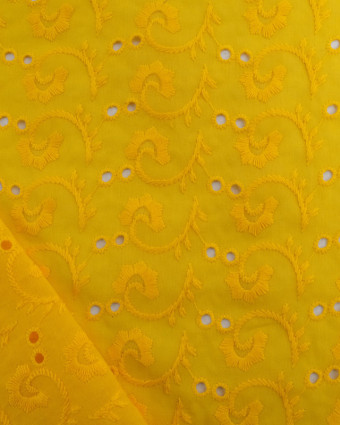 Broderie anglaise jaune- Mercerine