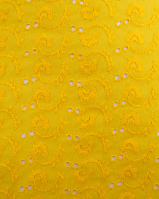 Broderie anglaise jaune- Mercerine