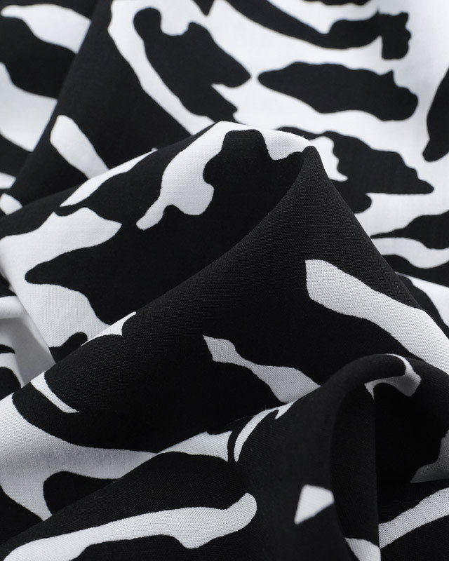 Viscose Blanche Motif Tigré Noir - Mercerine