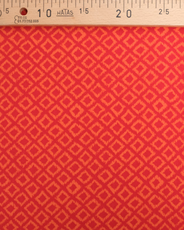 Viscose Rouge Motif Losange Orange - Mercerine