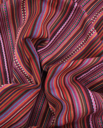 Tissu Mexicain Multicolore Bordeaux - Mercerine