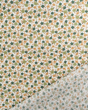 Popeline de Coton Ecrue Petites Fleurs Vertes - Mercerine