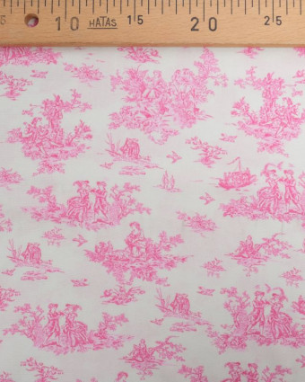 Viscose Ecrue Imprimé Toile de Jouy Rose - Oeko-Tex-  Mercerine