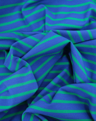 Tissu Jersey Moyennes Rayures Vertes et Bleues - Mercerine