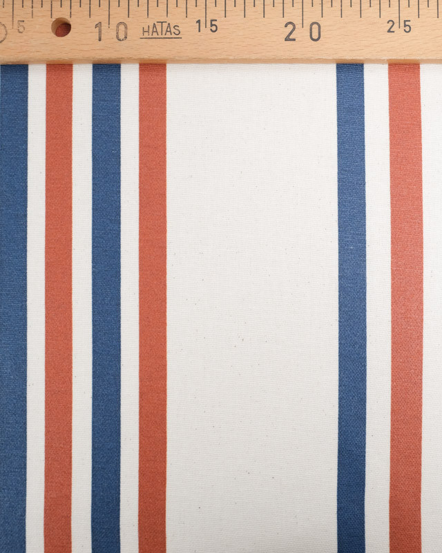 Tissu Enduit Rouge Rayures bleu - Tissu nappe - Mercerine