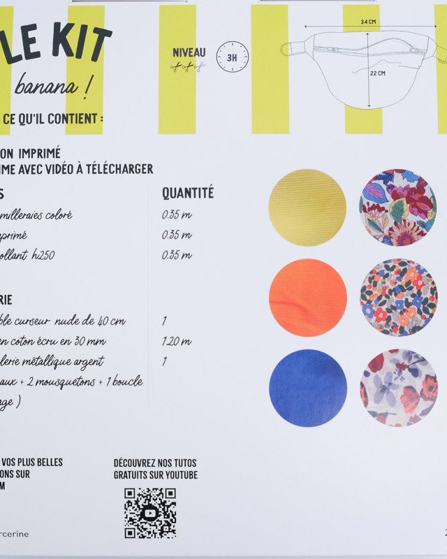 Kit de couture : Kit Banane - Bleu Océan - Mercerine