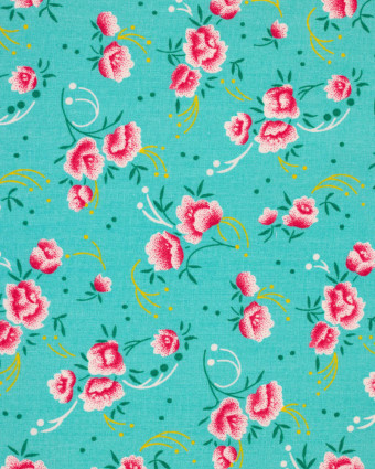 Coupon Coton Petit Pan Pivoine Céladon 50x70cm - Oeko-Tex  - Mercerine