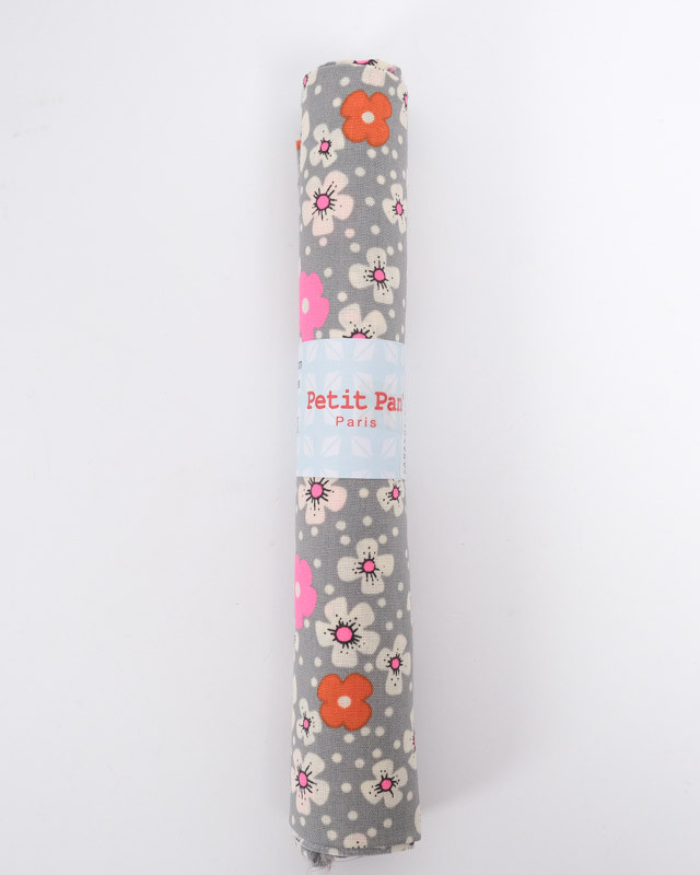 Coupon Coton Petit Pan Fleurs Des Iles Gris 50x70cm - Oeko-Tex- Mercerine