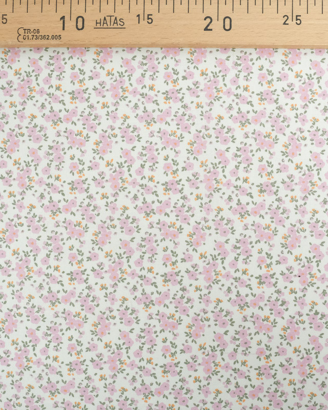 Tissu Coton Ecru Petites Fleurs Vintage Mauve - Mercerine