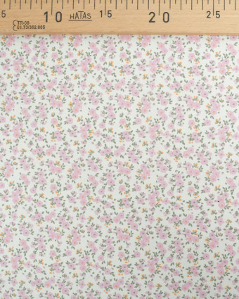 Tissu Coton Ecru Petites Fleurs Vintage Mauve - Mercerine