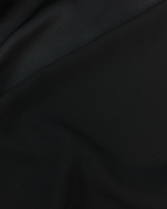 Tissu crêpe envers satin noir Cristina - par 10cm -  Mercerine