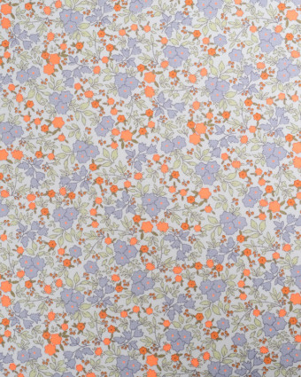 Coton Bio Joli Motif Rose Fluo Mauve et Caramel - Mercerine