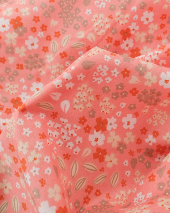 Tissu Coton Rose Saumon Petites Fleurs - Mercerine