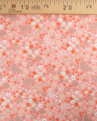 Tissu Coton Rose Saumon Petites Fleurs - Mercerine
