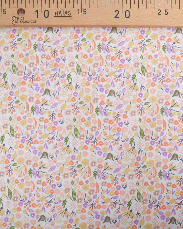 Tissu Coton Ecru Petites Fleurs Multicolore - Mercerine