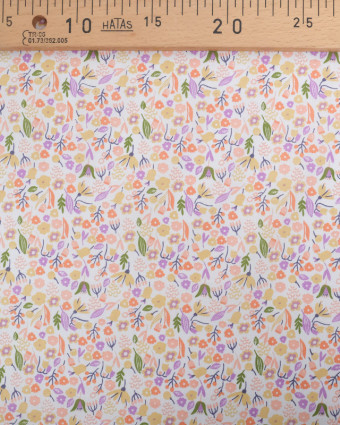 Tissu Coton Ecru Petites Fleurs Multicolore - Mercerine