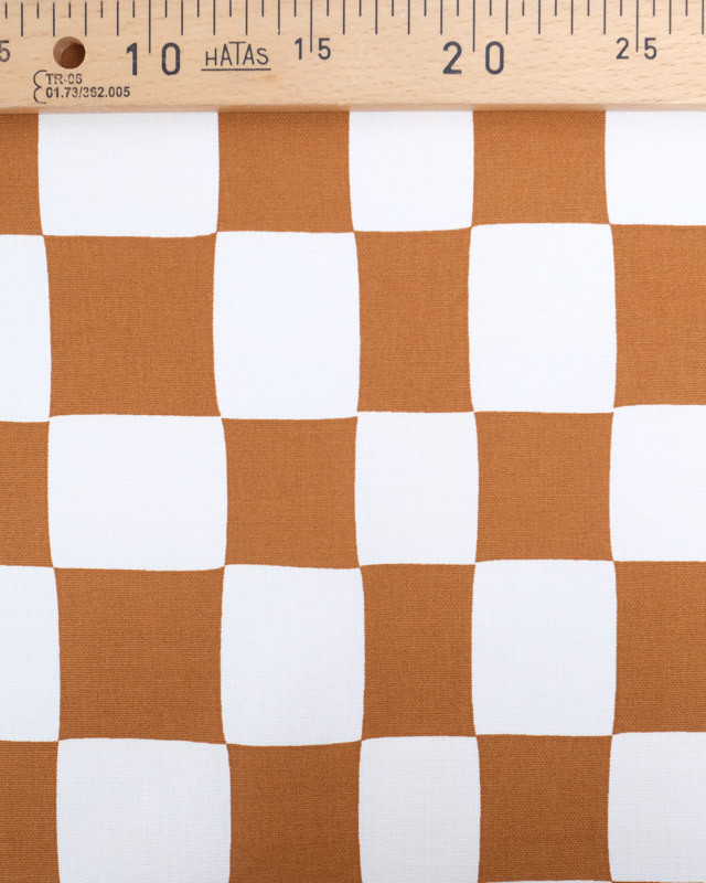 Tissu Demi Natte Damier Ecru et Caramel  - Mercerine