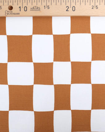 Tissu Demi Natte Damier Ecru et Caramel  - Mercerine