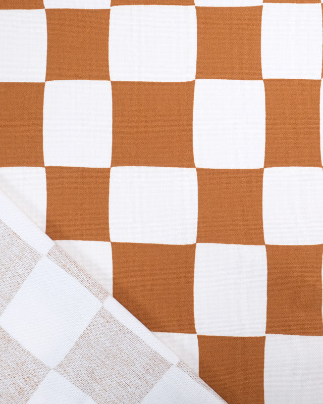 Tissu Demi Natte Damier Ecru et Caramel  - Mercerine