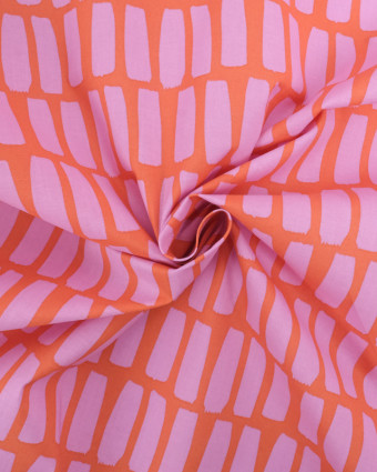 Tissu Coton Orange Motif Rose - Mercerine