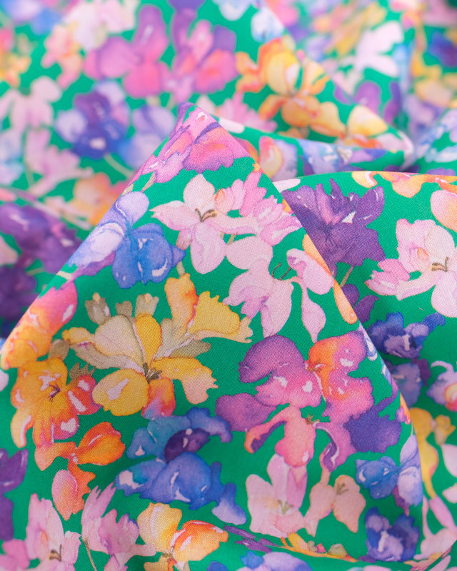 Tissu Liberty Fabrics@ Lily Jane C Vert Violet - Mercerine