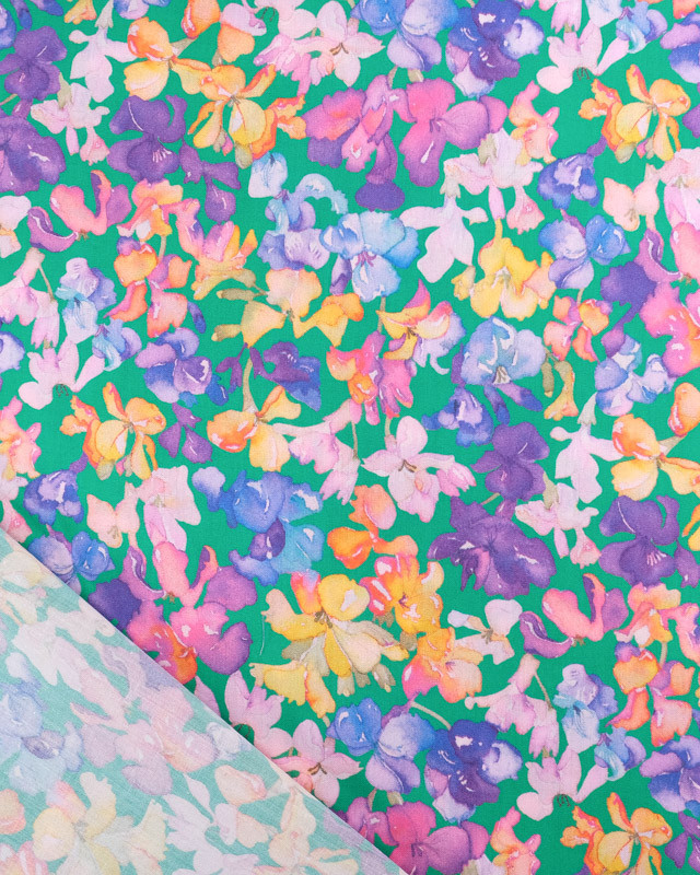 Tissu Liberty Fabrics@ Lily Jane C Vert Violet - Mercerine