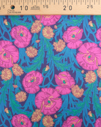 Tissu Liberty Fabrics@ Mauds Posey A Bleu et Rose - Mercerine