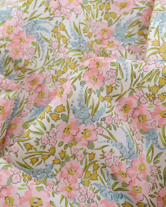 Tissu Liberty Fabrics@ Swirling C Rose et Vert  - Mercerine