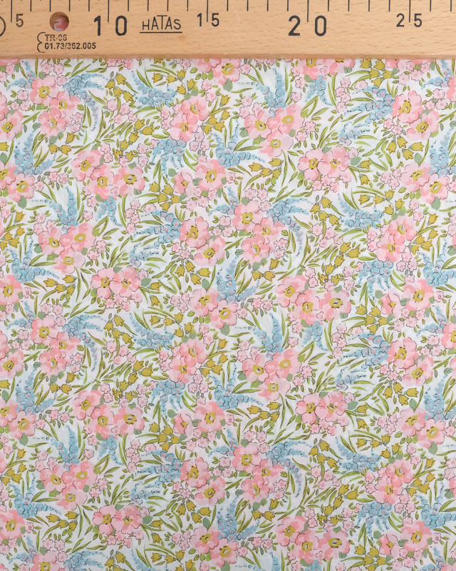 Tissu Liberty Fabrics@ Swirling C Rose et Vert  - Mercerine