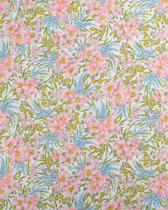 Tissu Liberty Fabrics@ Swirling C Rose et Vert  - Mercerine