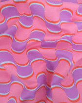 French Terry Rose et Mauve Motif Wavy Seventies - Oeko-Tex