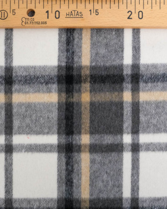 Flannel Tartan Flanelle à carreaux Blanc gris beige - Mercerine