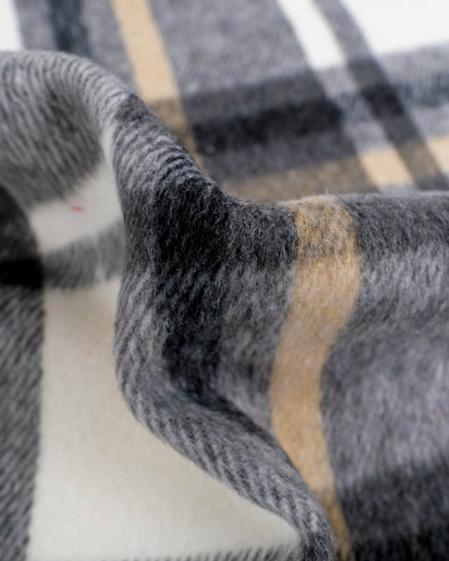 Flannel Tartan Flanelle à carreaux Blanc gris beige - Mercerine