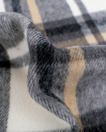 Flannel Tartan Flanelle à carreaux Blanc gris beige - Mercerine